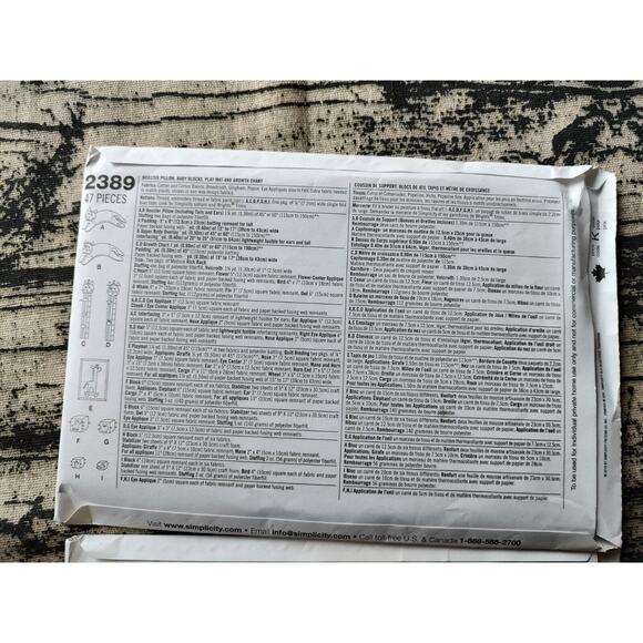 Simplicity 2389 2713 Sewing Pattern Baby Toys Pillow Growth Chart Diaper Bags - Picture 5 of 5